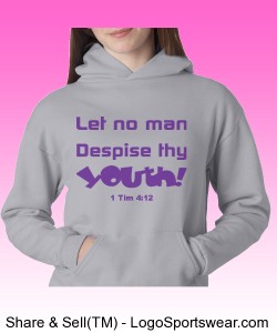 "Let no Man Despise..." Champion  Heavyweight Youth Pullover Hood Design Zoom