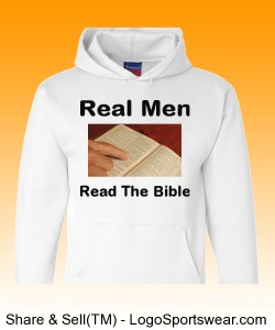 "Real Men Read The Bible" Heavyweight Pullover Hooded Sweatshirt Design Zoom
