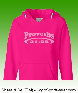 "Proverbs 31:25" J. America - Ladies Sydney Brushed V-Neck Hooded Sweatshirt Design Zoom